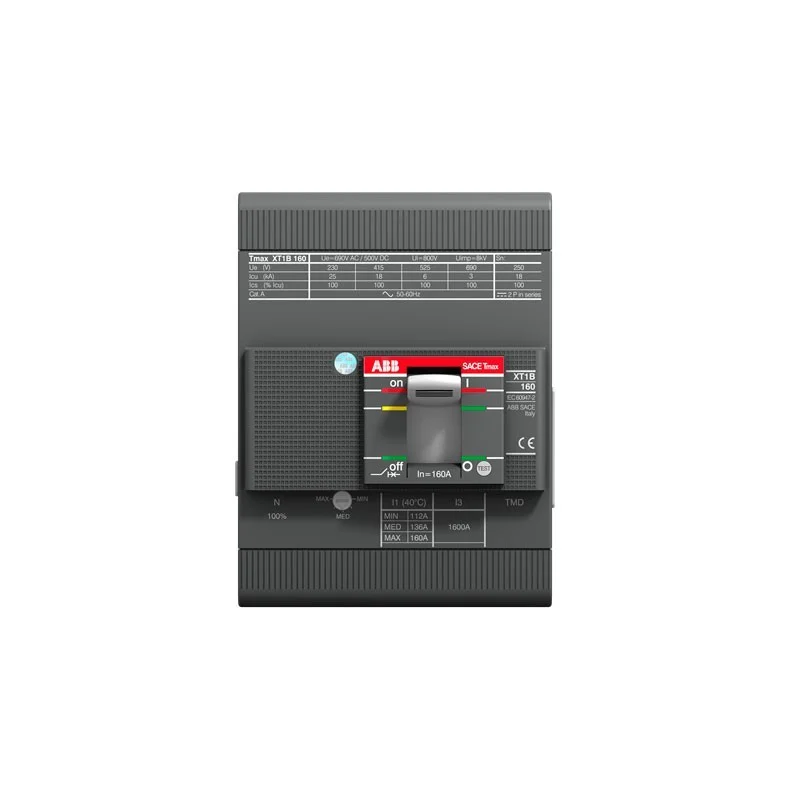 Interruptor Tmax XT tetrapolar In = 50A - Icu = 18kA, Ics = 100% Icu @ 380VCA Modelo:XT1B 160 TMD 50-500 4p F F