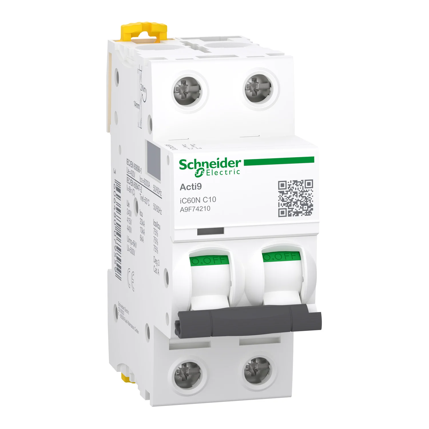 Interruptor Aut. Termomagnético Acti9 iC60N 2P 10A Curva C