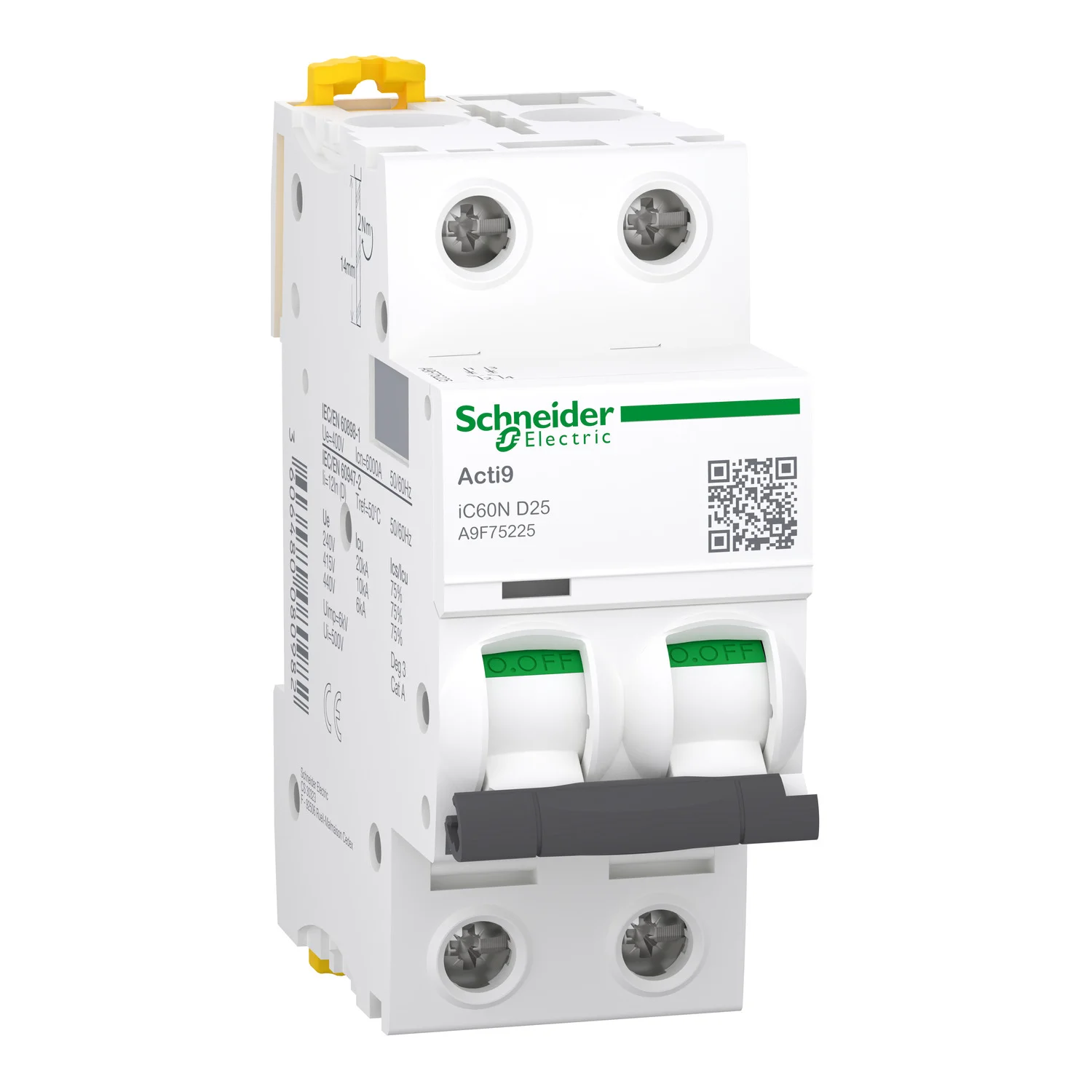 Interruptor Aut. Termomagnético Acti9 iC60N 2P 25A Curva D