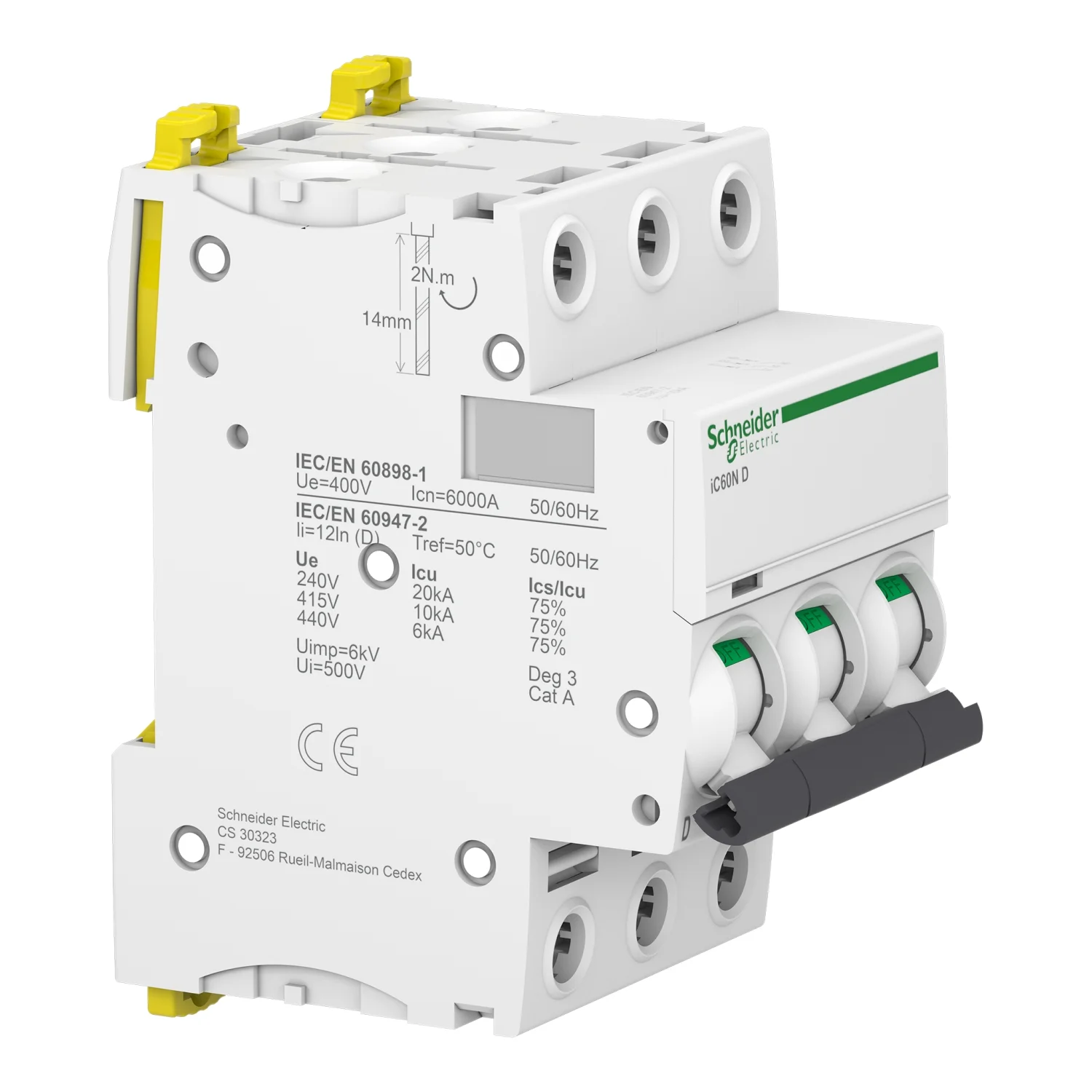 Interruptor Aut. Termomagnético Acti9 iC60N 3P 10A Curva D - Vista 2 de 2