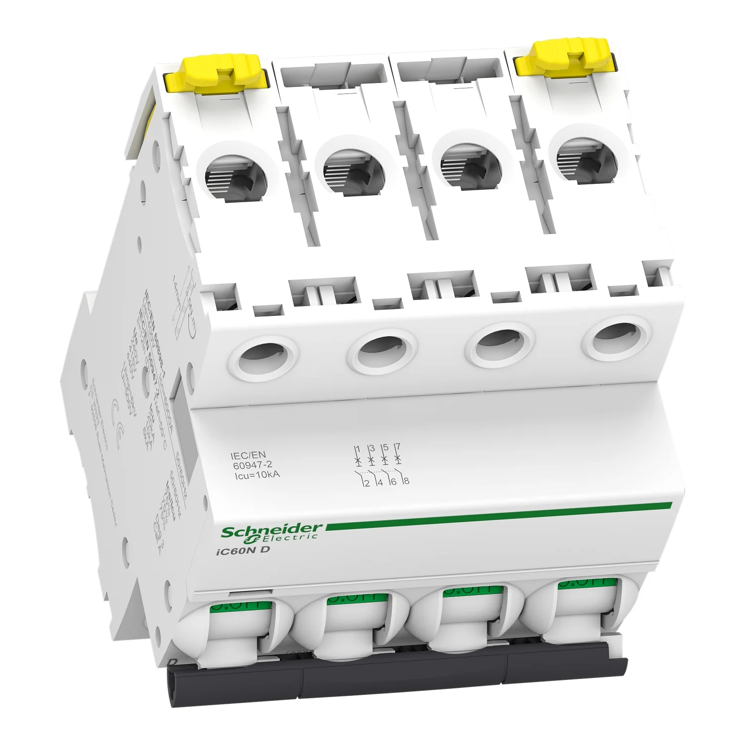  Interruptor Aut. Termomagnético Acti9 iC60N 4P 63A Curva D - Vista 3 de 3