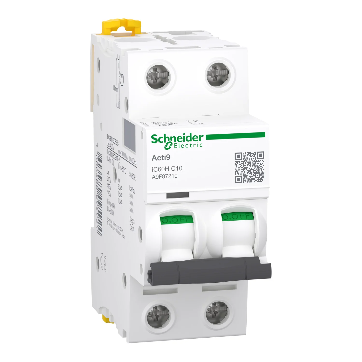  Interruptor Aut. Termomagnético Acti9 iC60H 2P 10A Curva C